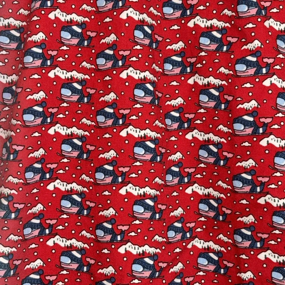 Vineyard  Vines Men's Red Lounge Pajama Pants‎ Skiing Whale Print 2XL